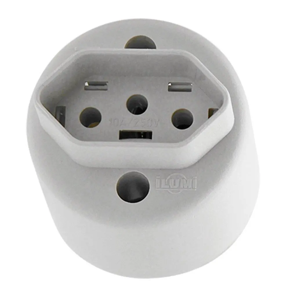Tomada Ilumi 2p+t Bipolar Externa Redonda Cinza 10a Embalagem Com 10 Unidades