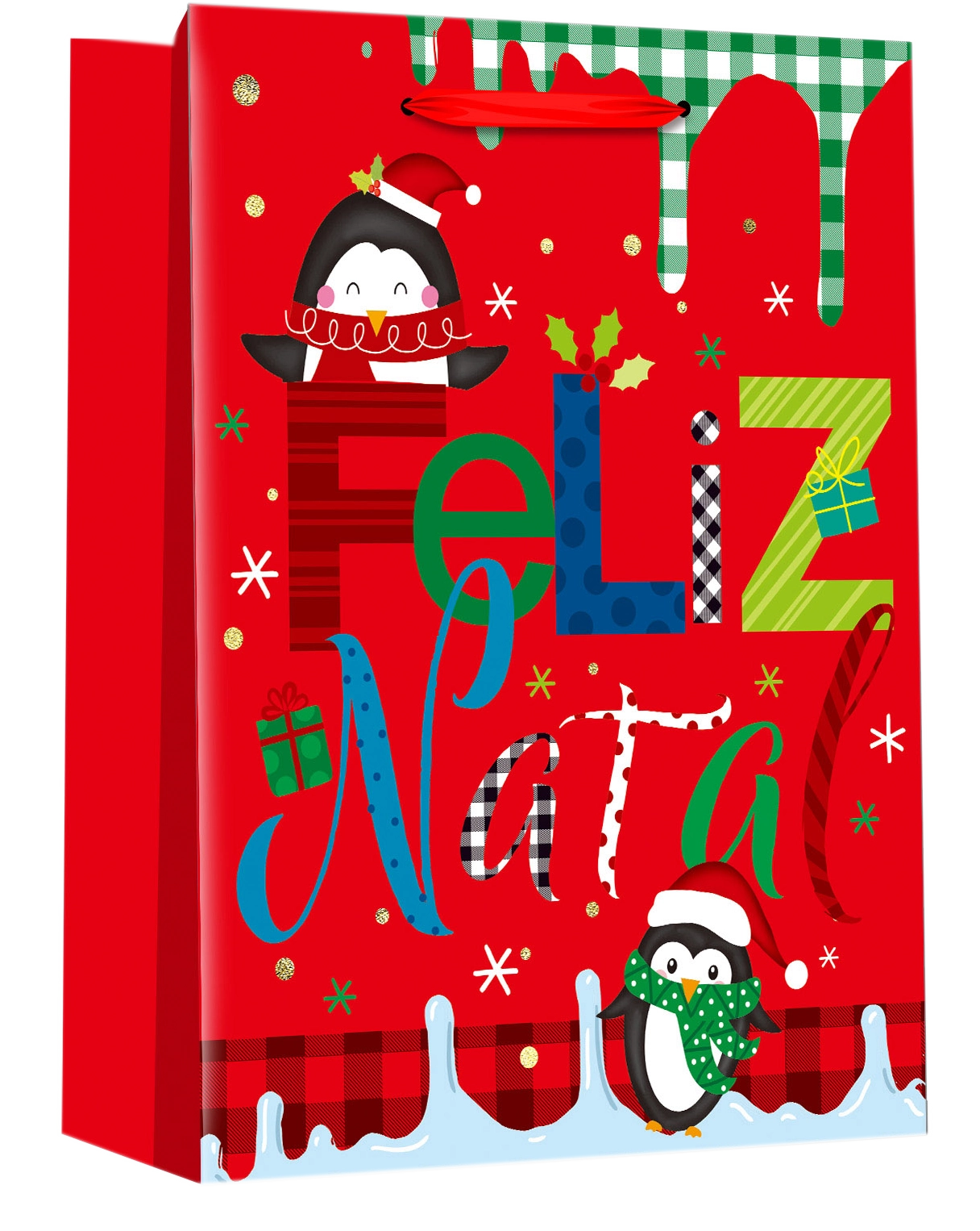 Sacola Papel Figuras Natalina 26x10x32cm Rmt7679 Rio Master