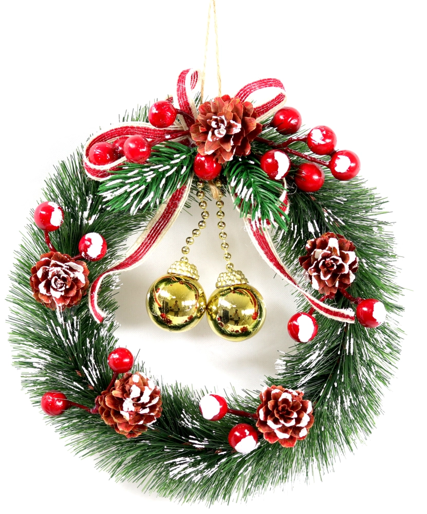 Guirlanda Decorada Pinhas Bolas Azevinhos 20x5cm Wf1318 Rio Master