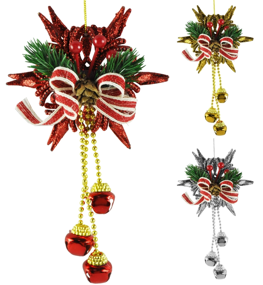 Pendente Floco Neve Pinhas Glitter Guizo Wf1155 Rio Master