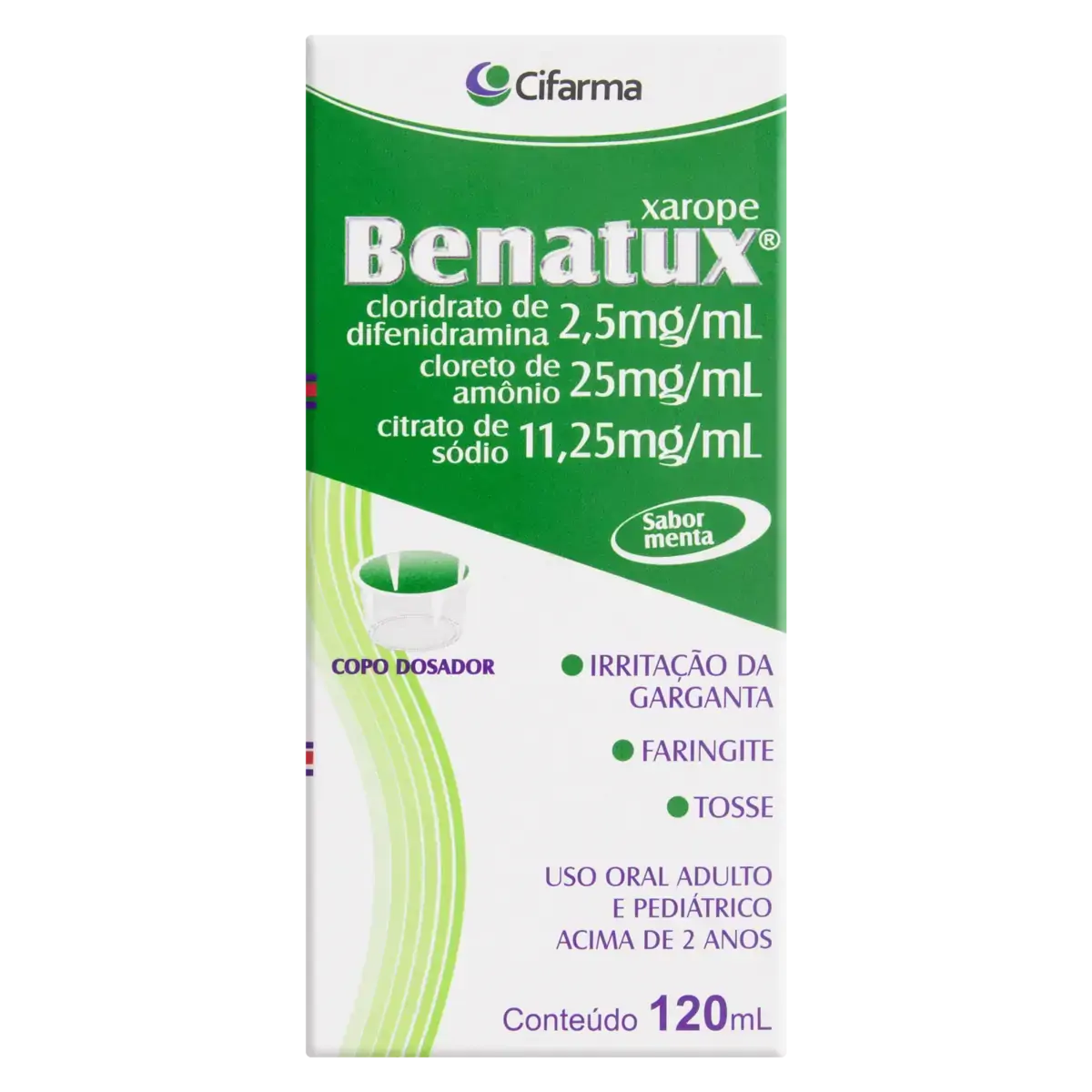 Xarope Benatux Menta Cifarma Caixa 120ml Copo Dosador