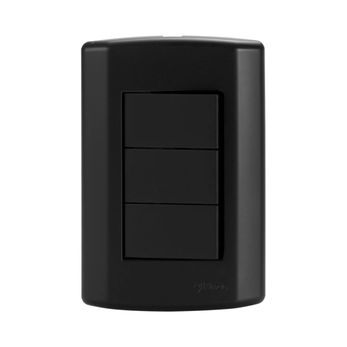 Interruptor 3 Teclas Simples Com Placa 4x2 Matiz Pluzie Preto Fosco