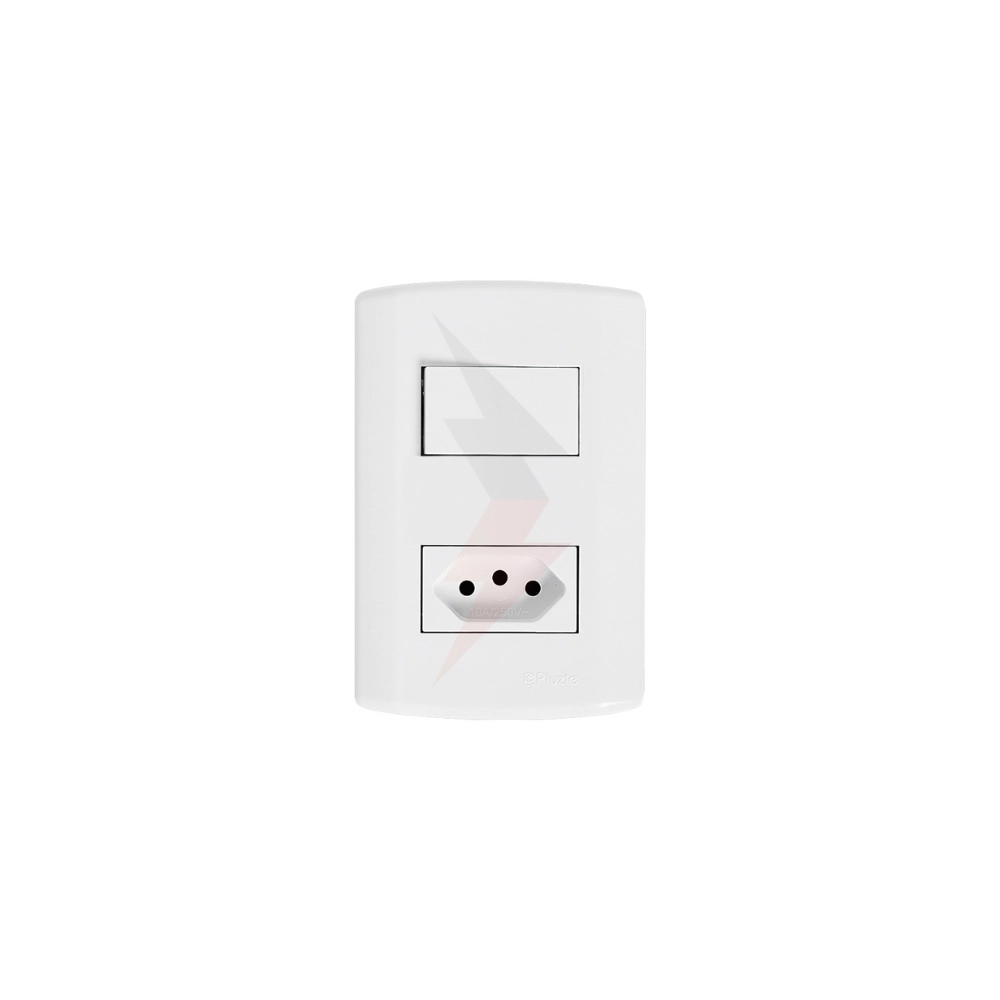Interruptor Com 1 Tecla Paralela E 1 Tomada 2p+t 10/20a 250v Com Placa 4x2 Branco