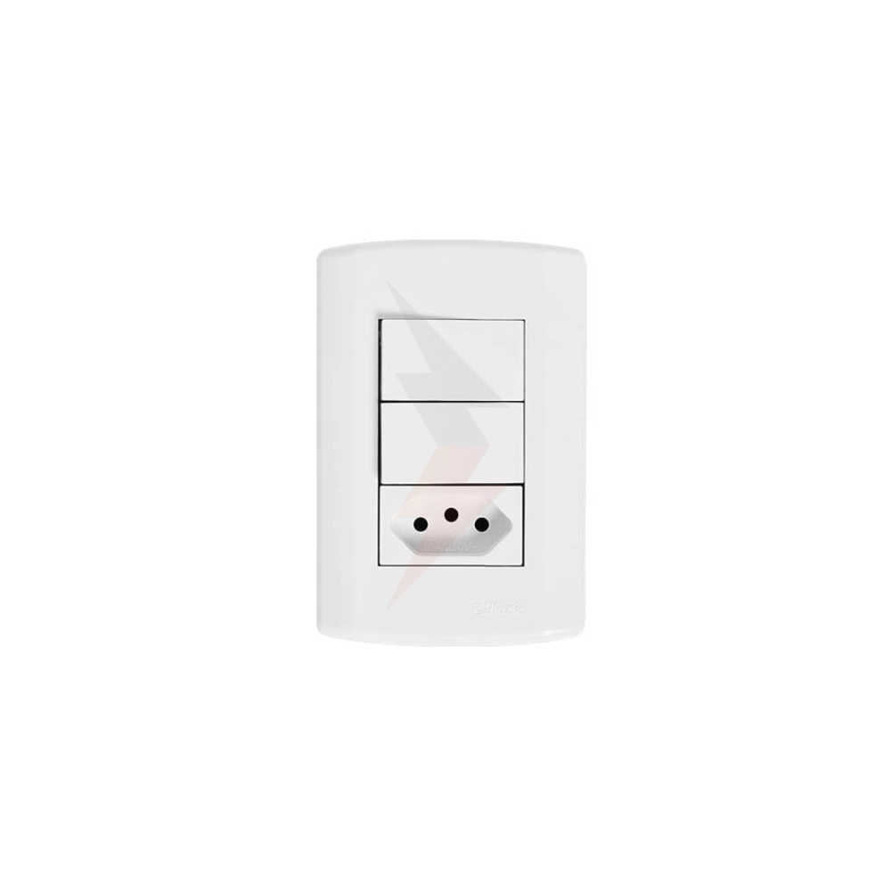 Interruptor Com 1 Tecla Simples E 1 Tecla Paralela E 1 Tomada 2p+t 10/20a 250v Branco