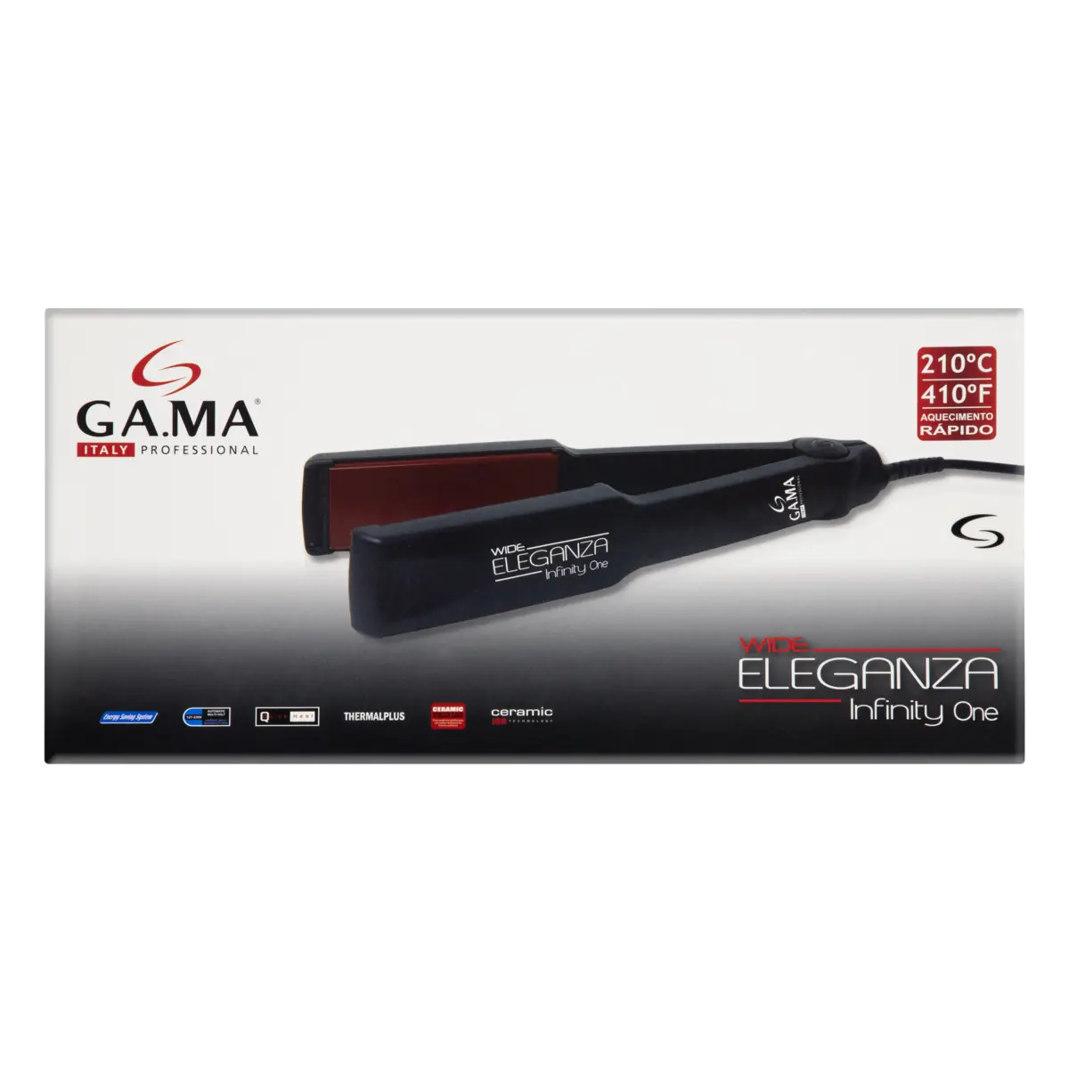 Prancha De Cerâmica Preta Wide Eleganza Infinity One Ga.ma Bivolt