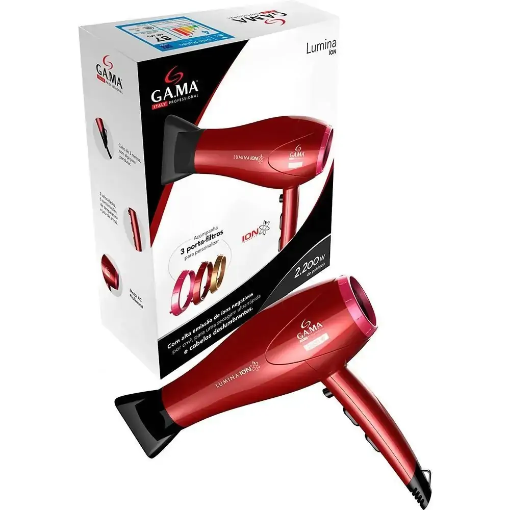 Secador De Cabelo Gama Lumina Vermelho 2200w 220v