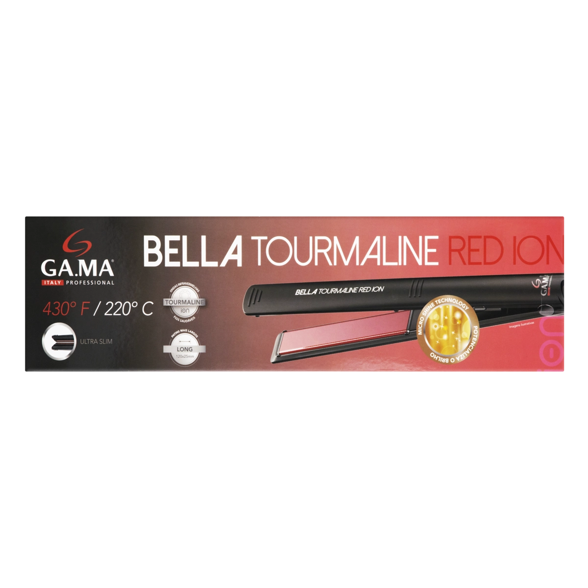 Prancha Preta Bella Tourmaline Red Ion Ga.ma Bivolt