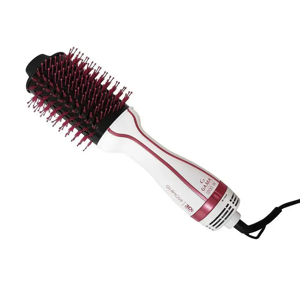 Escova Secadora Gama Glamour Pink Brush 3D 1200W Branco e Rosa 127V HDCBR0000000425 - 110V