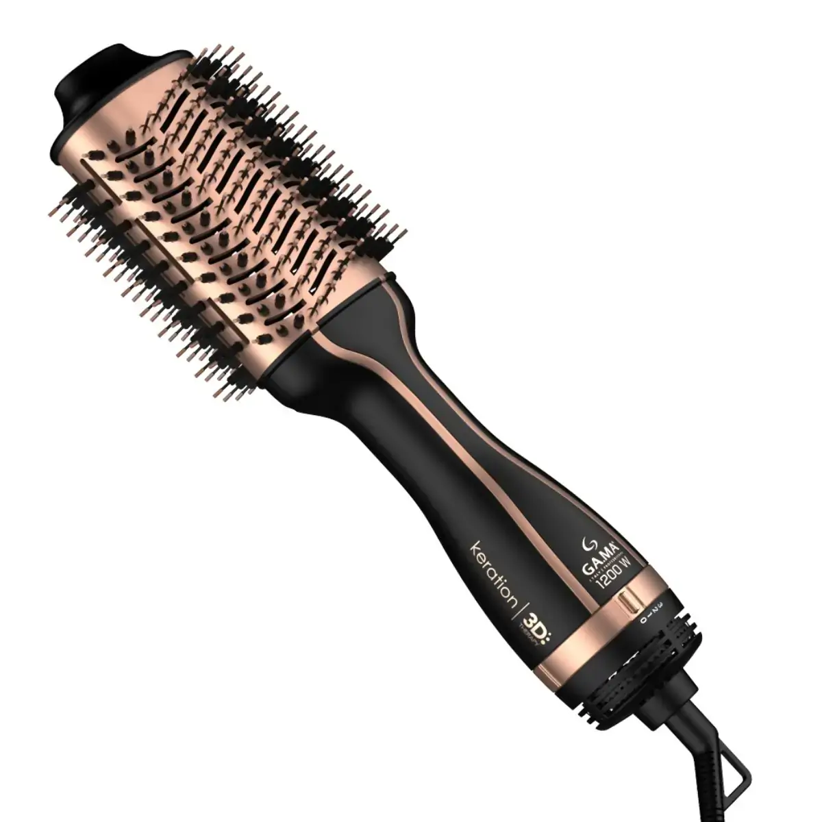 Escova Secadora GAMA Preto com Cobre Metálico Stylish Keration Brush 3D 1200W 110V
