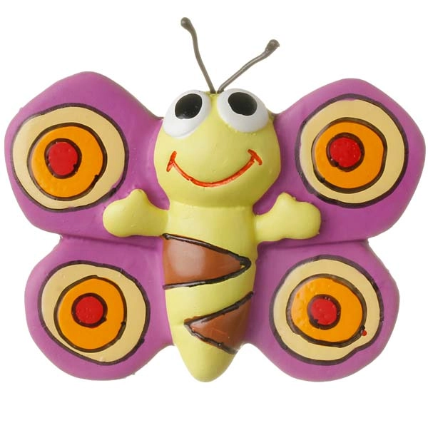 Kit com 4 Puxadores para Móveis Infantil Resina Colorido Borboleta Zoiuda Lilás Chiquita Bacana