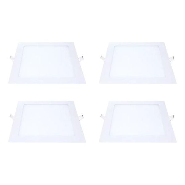 Kit 4 Painel Led Embutir Quadrado Luz Quente 3000k 12w 17cm