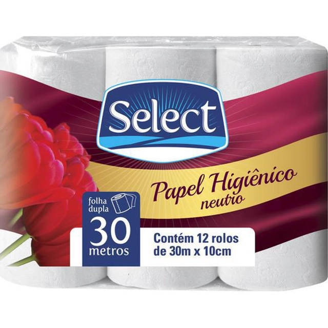 Papel Higiênico Select Folha Dupla Neutro 12 Rolos