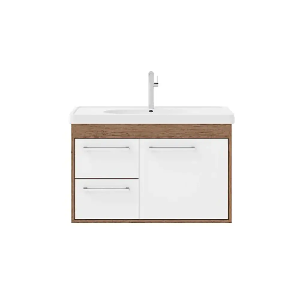 Kit Gabinete Para Banheiro 41x63x31,5cm Munique E Branco