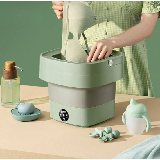 Mini Máquina De Lavar Roupa Dobrável Portátil 6,5 Litros Cor Verde