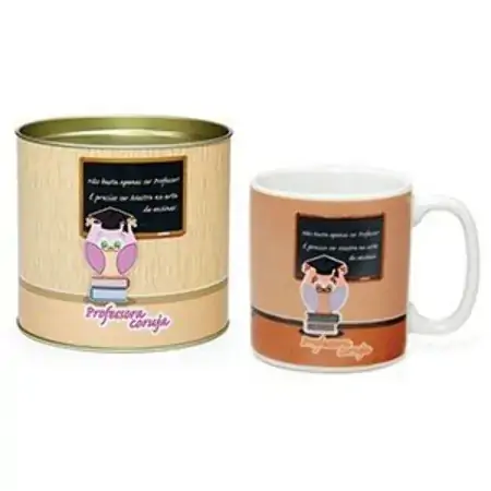 Caneca Porcelana Artebel Professora Coruja