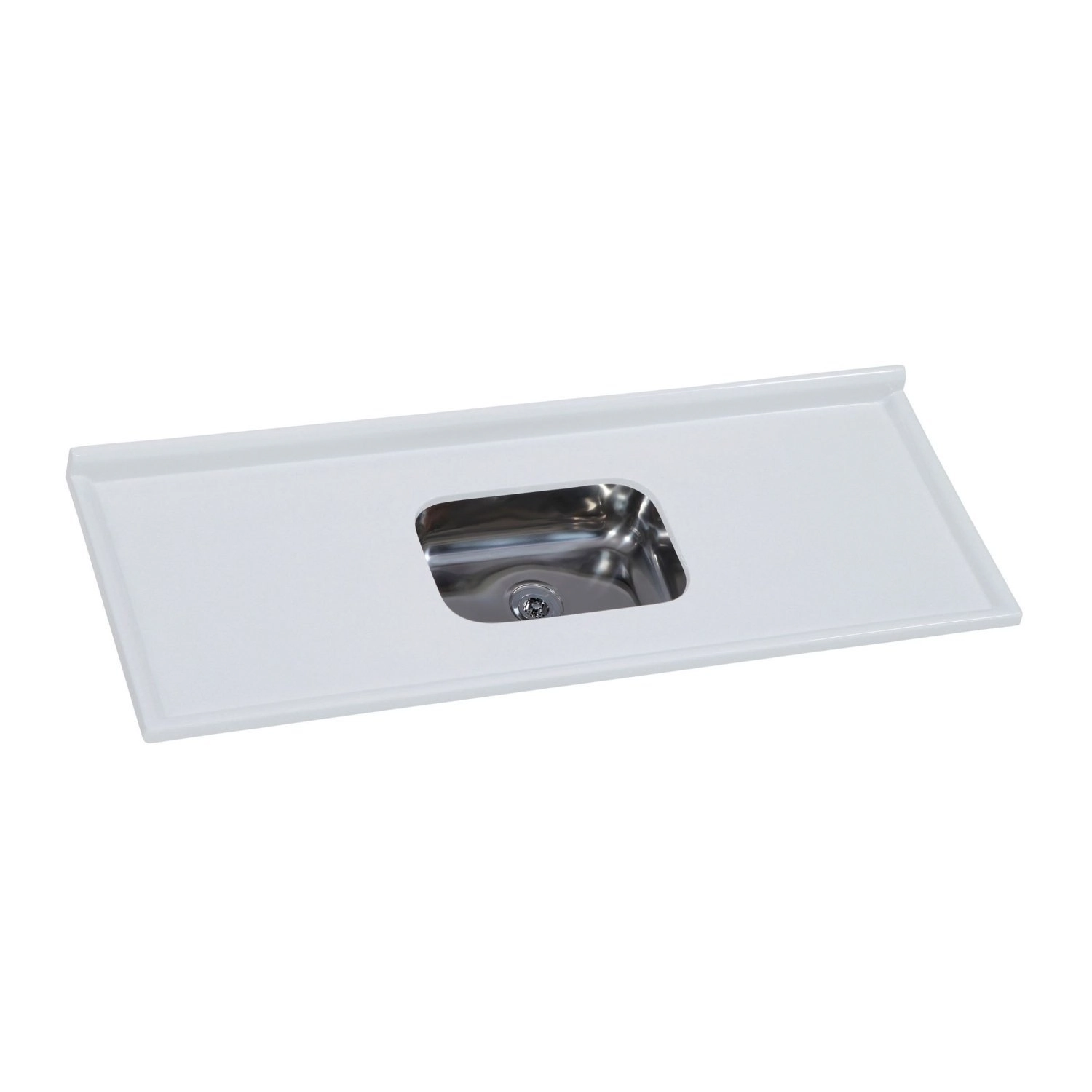 Pia De Cozinha Em Mármore Sintético Com Cuba Em Aço Inox 150cmx55cm Aj Rorato