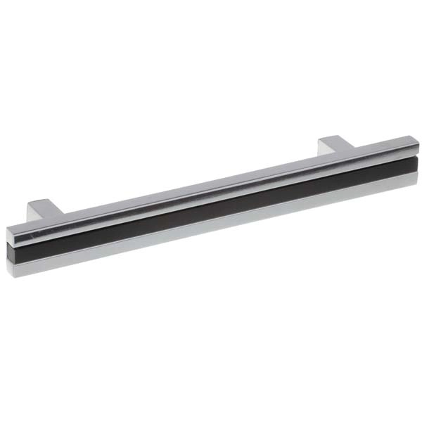 Puxador para Móveis Alça 128mm Alumínio Cromado Preto Pauma