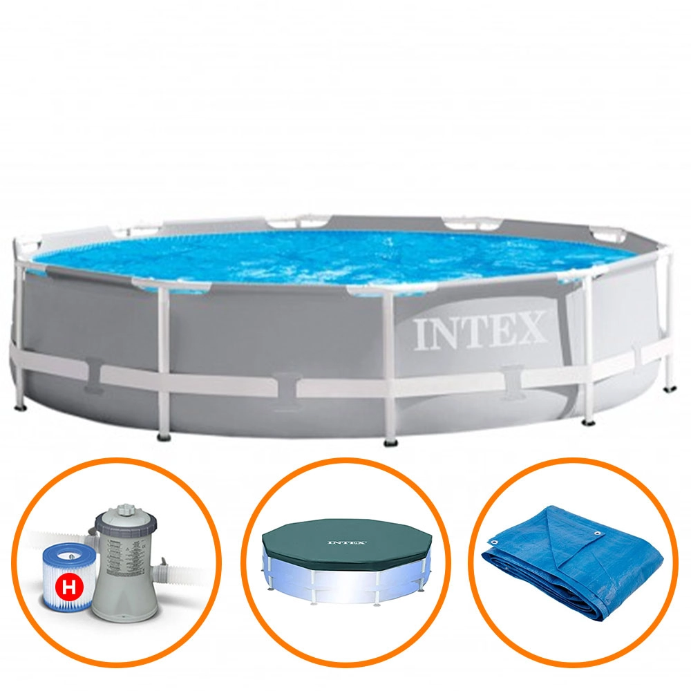 Piscina Intex 4.485 Litros Estrutural Prism Cinza Intex Capa Bomba Filtro 220v E Forro