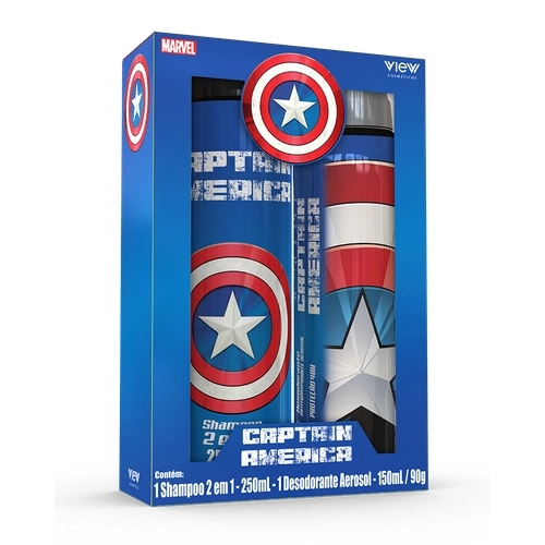 Kit Com Shampoo E Desodorante CAPITÃO AMÉRICA 250ml E 150ml