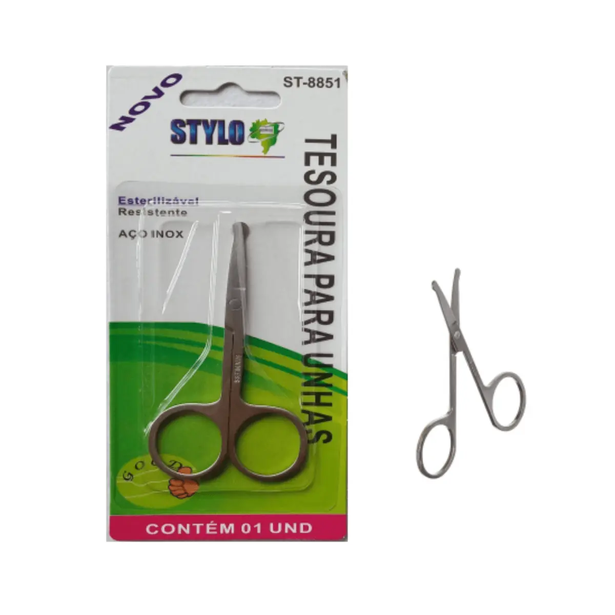 Tesoura Stylo Unha St-8851 Ponta Redonda