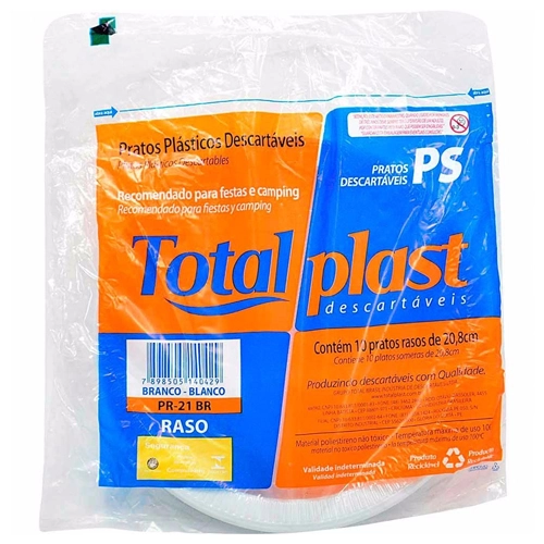 Prato Desc Totalplast Raso 20,8cm C/10