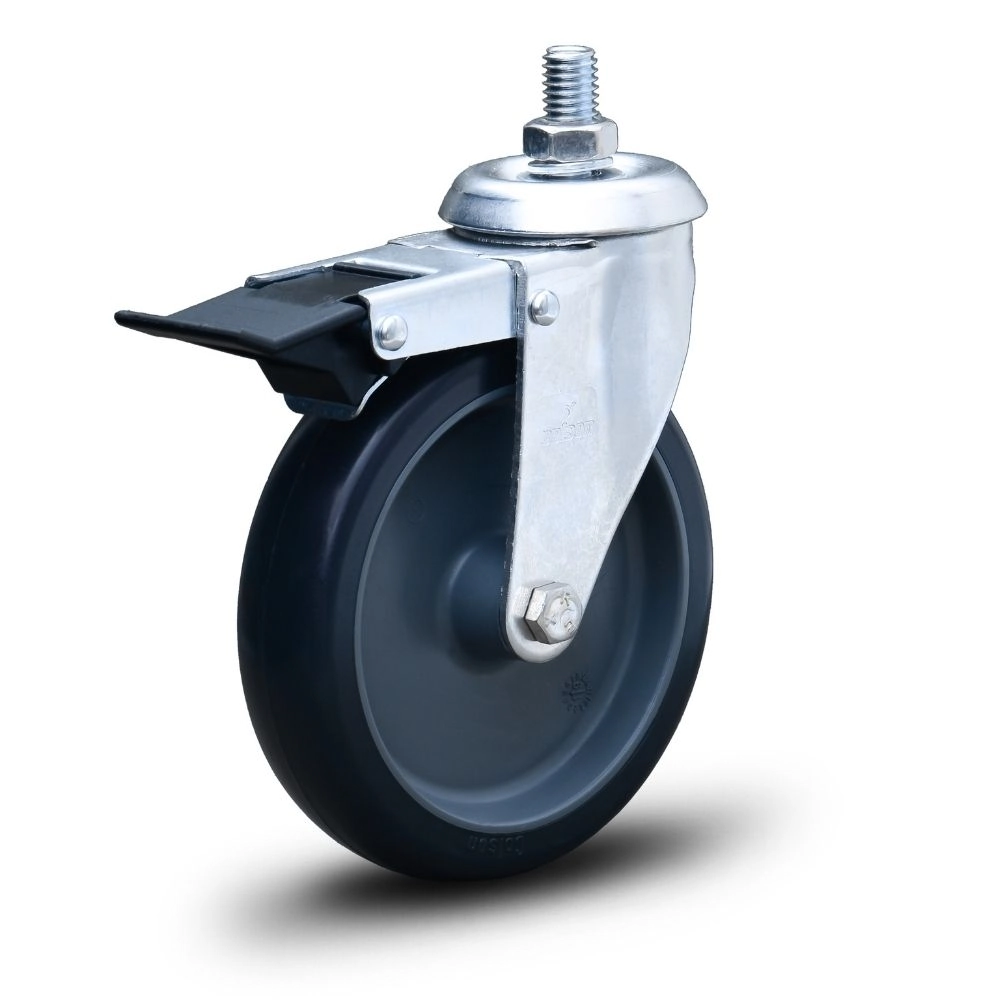 Roda Rodinha Giratória Pino Rosca C/freio Pvc 125mm Até170kg