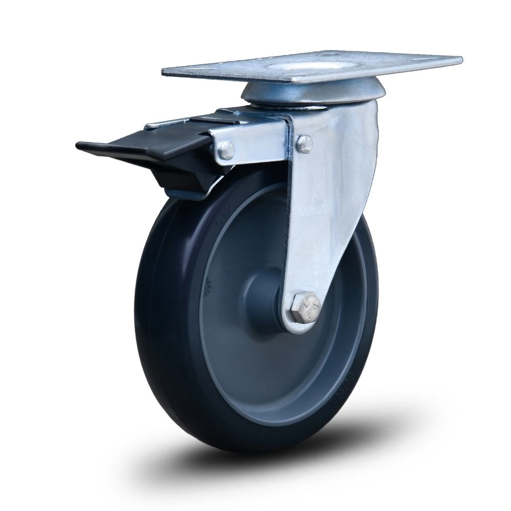 Roda Rodinha Giratória Placa C/ Freio Pvc 150mm 85kg