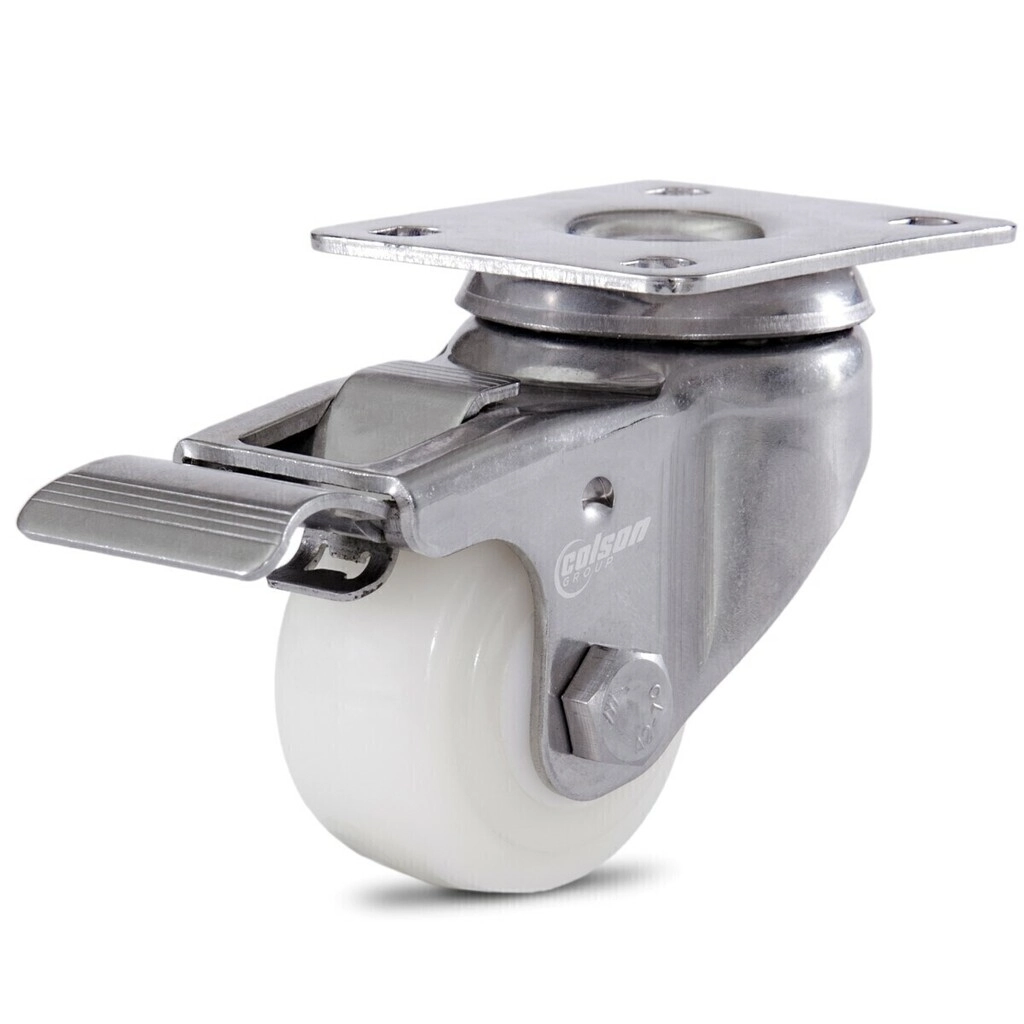 Rodízio Série 10 Inox Placa 50mm Com Freio - Nylon 50kg - Colson - 3776