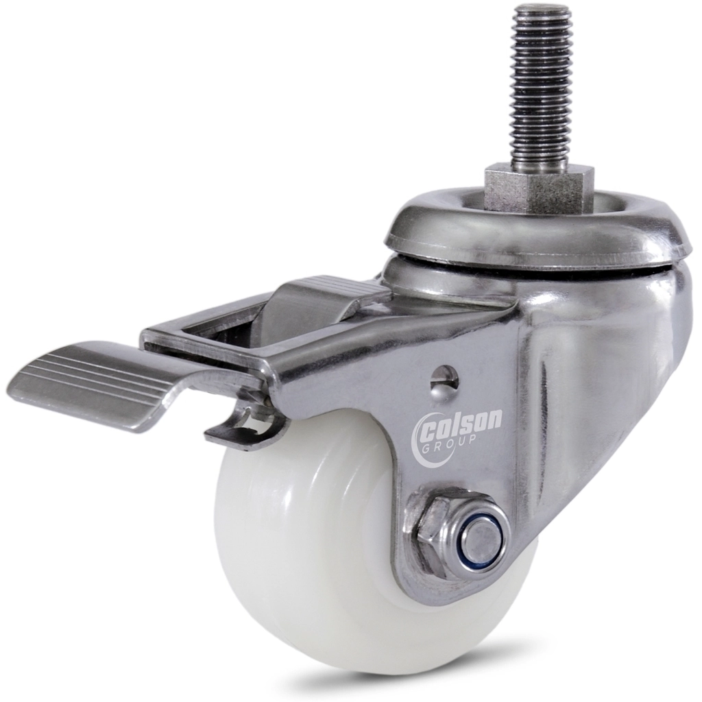 Rodízio Série 10 Inox Espiga 50mm Com Freio - Nylon 50kg - Colson - 3774