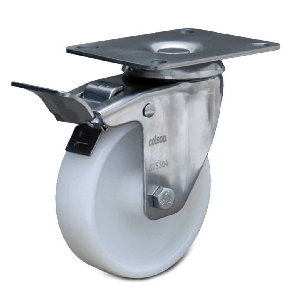 Rodízio Série 12 Inox Placa Com Freio 76mm - Nylon 150kg - Colson - 4179