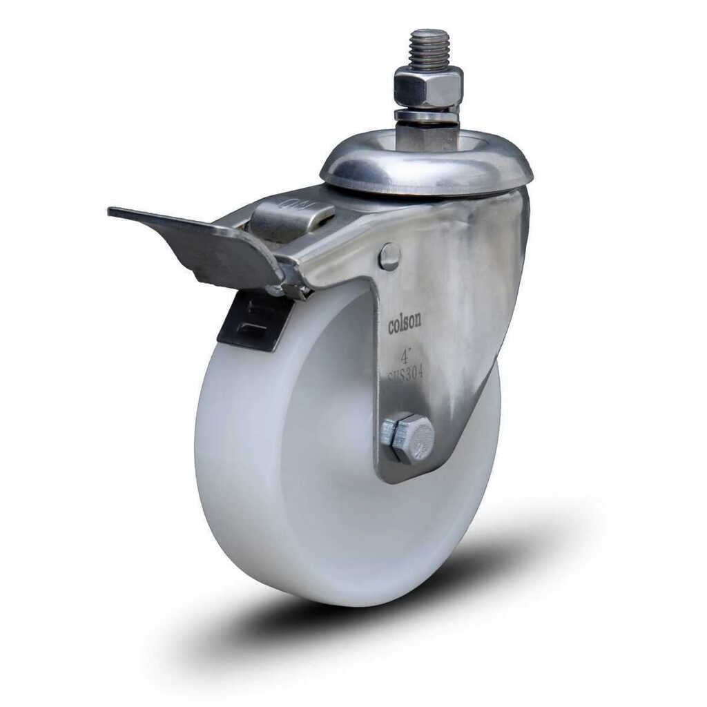 Rodízio Série 12 Inox Espiga Com Freio 76mm - Nylon 150kg - Colson - 4181