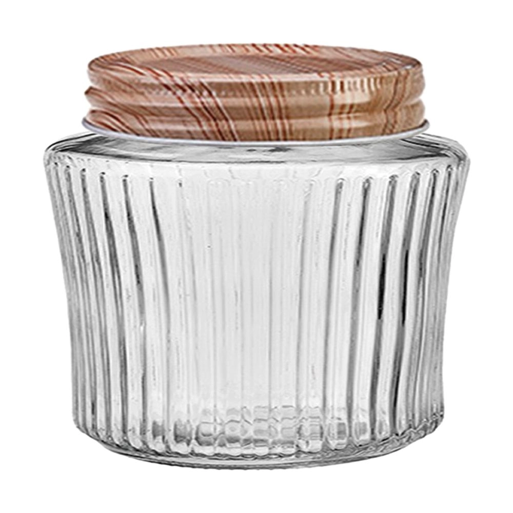 Pote Vidro Silueta Tampa Inox Design Madeira 250ml Eco23095 Sakes