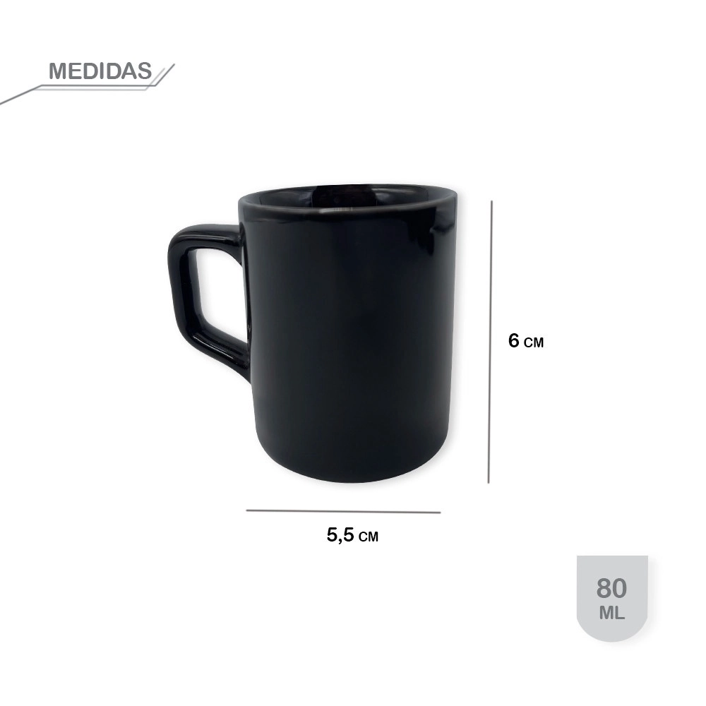 Kit 6 Pcs Xicara De Cafe 80ml Preto Caf2001 Sak Es