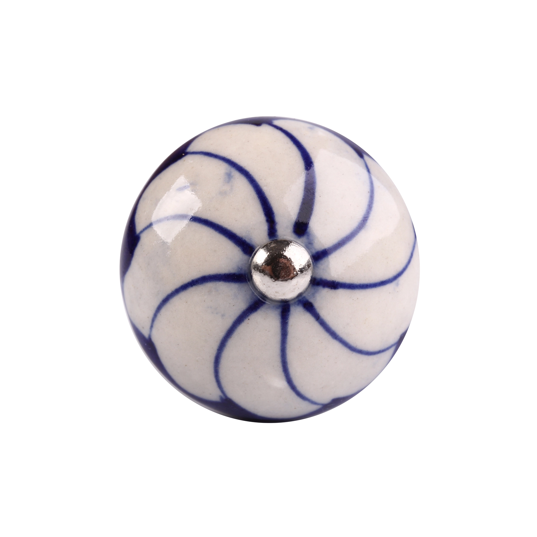 Puxador para Móveis Cerâmica Branco e Azul 40mm