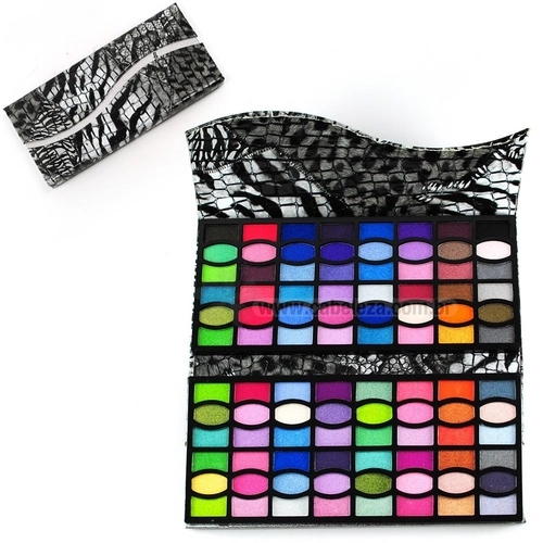 Macrilan Kit Maquiagem Estojo Carteira Com 96 Sombras 3d Cr9202 Preto Estampa Zebra