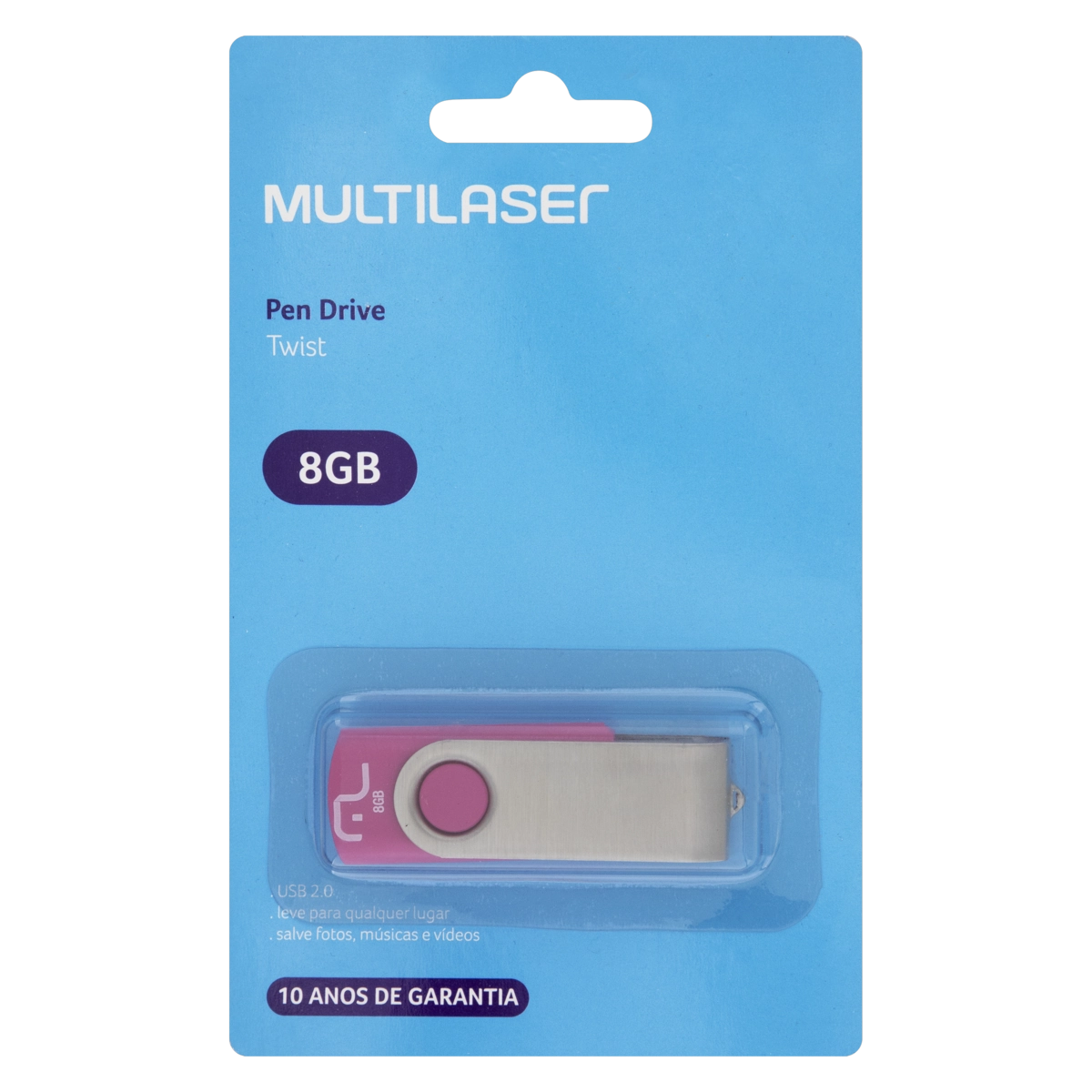 Pendrive Rosa Twist 8gb Multilaser