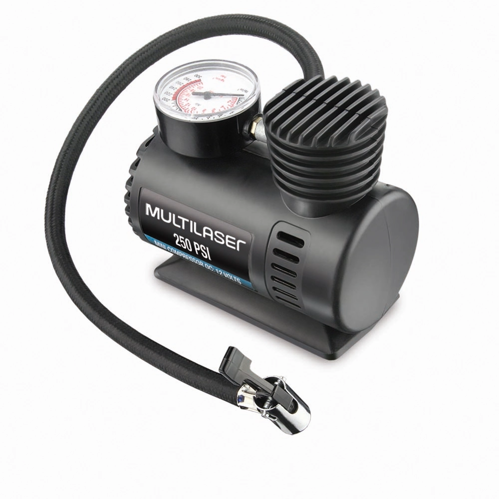 Calibrador Pneu Bola Elétrico 250 Psi 12V Veicular Compressor de Ar, Multilaser AU601 - 108707