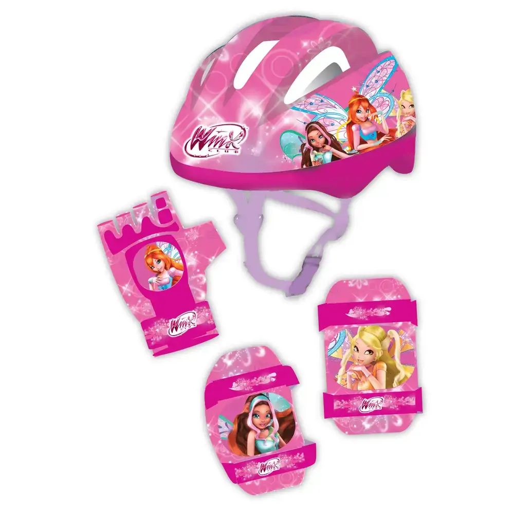 Kit Proteção Winx Capacete Joelheira Cotoveleira Luvas
