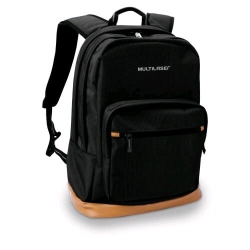 Mochila Para Notebook Multilaser Premium Nylon Com Detalhe Em Couro Preta Até 156 Polegadas
