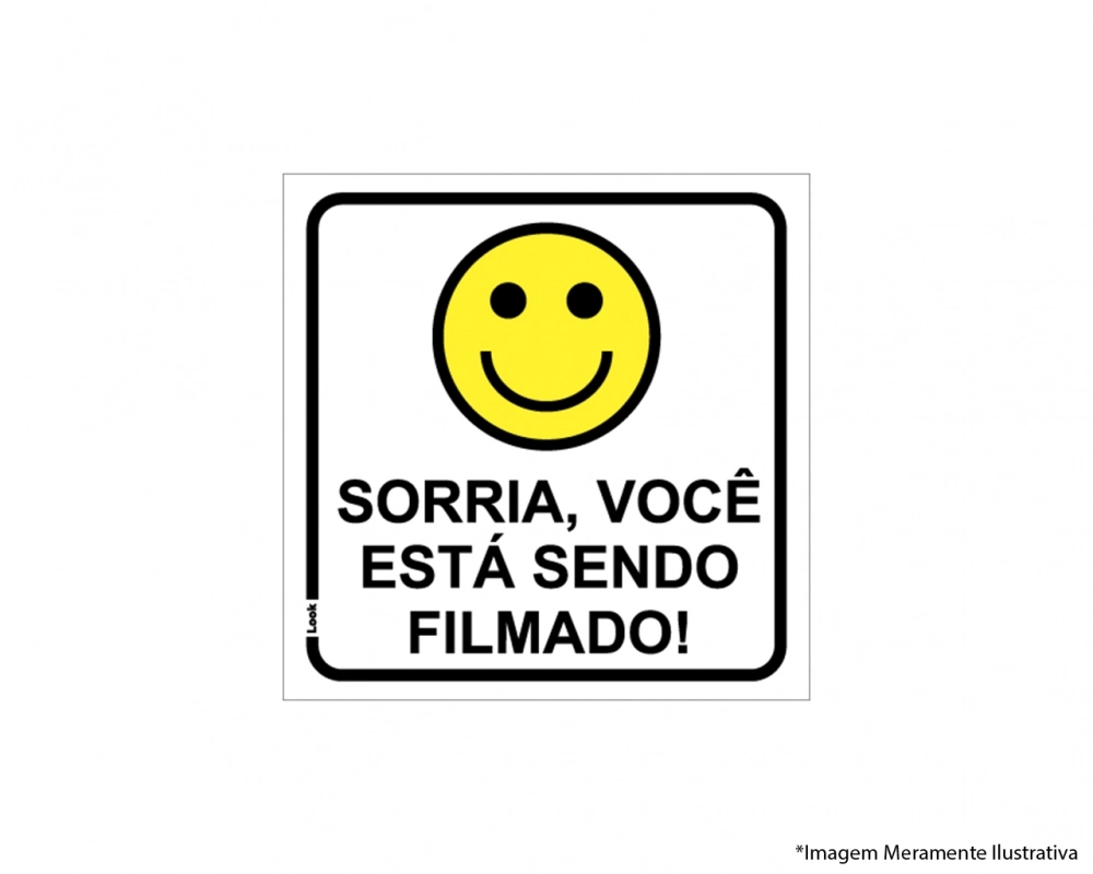 Placa Sorria Você Está Sendo Filmado Pequena Tamanho 15x15cm