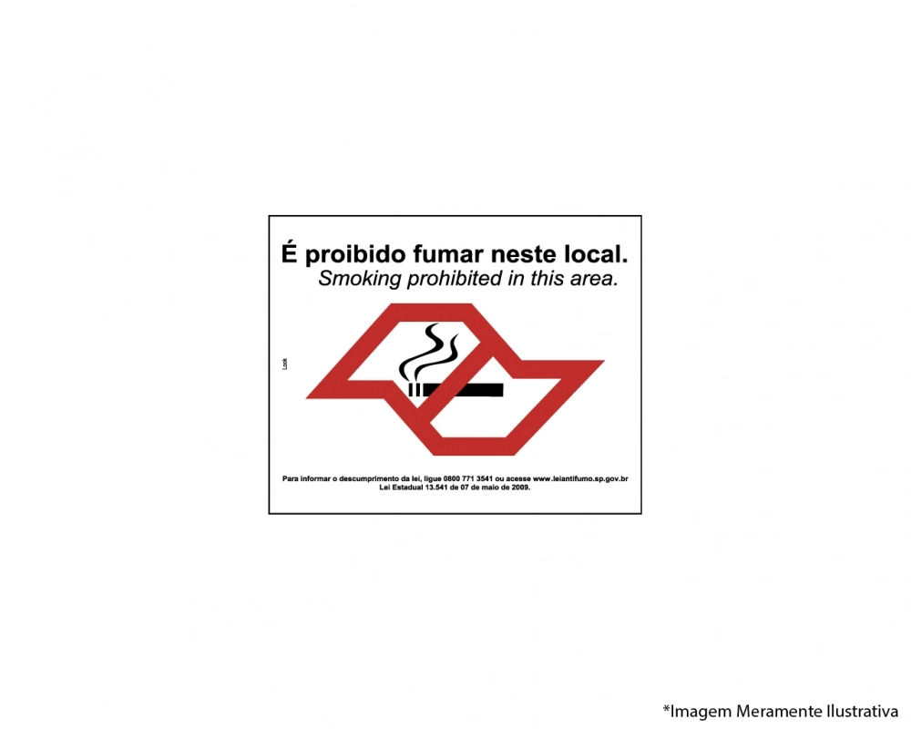 Placa Sinalização Aviso Proibido Fumar Lei Estado São Paulo Sp Lei Nº 13541 Tamanho 20x25cm