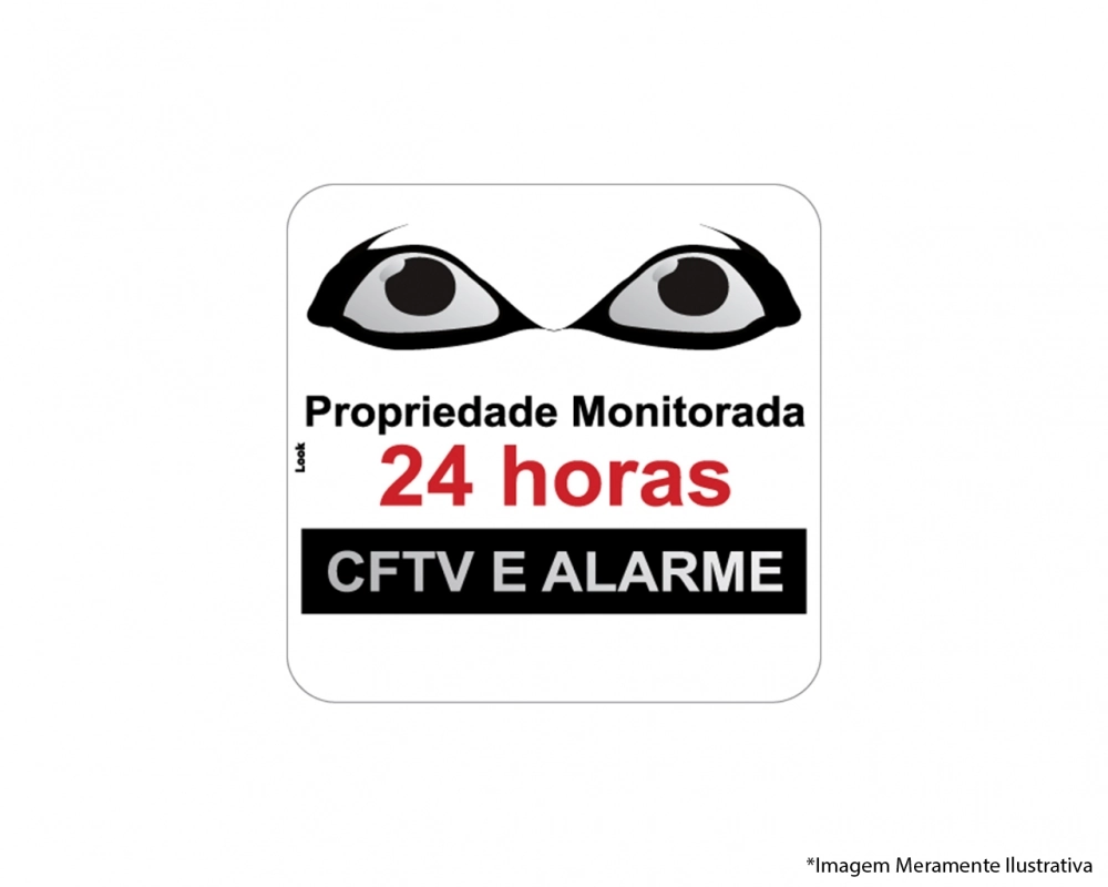 Placa Propriedade Monitorada 24 Horas Cftv E Alarme Tamanho 15x15cm