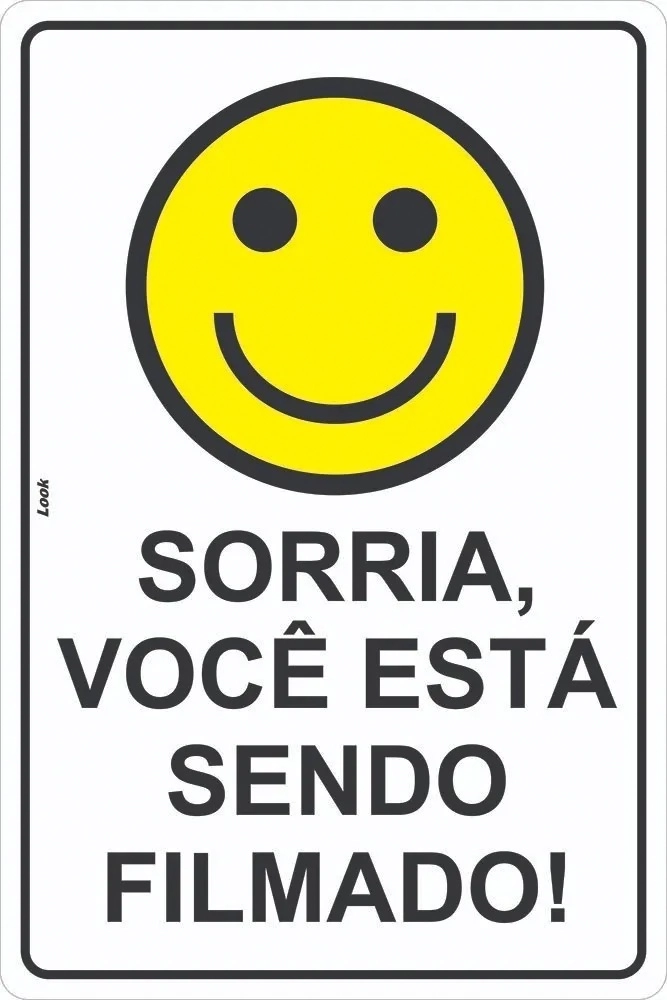 Placa Aviso Sorria Você Está Sendo Filmado Sinalização Tamanho 20x30cm