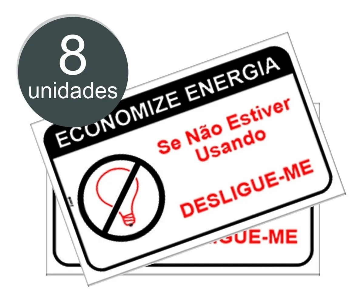 8 Etiquetas Economize Energia Se Não Estiver Usando Desligue-me Tamanho 5x25cm