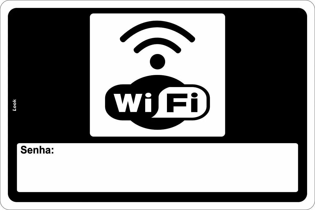 Placa Sinalização Wifi Zone Com Senha Horizontal Tamanho 20x30cm