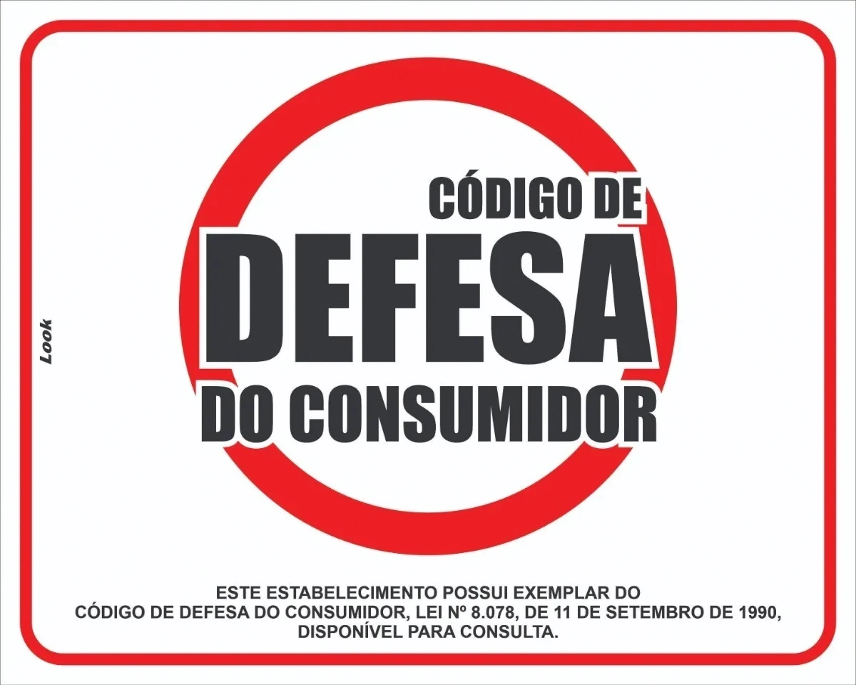 Placa Sinalização Código De Proteção E Defesa Do Consumidor Tamanho 20x25cm