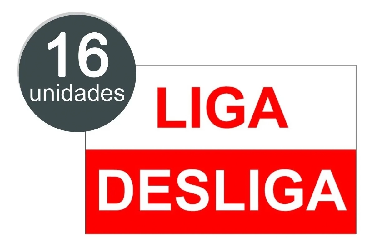 Adesivo Autocolante Etiqueta Liga Desliga 16 Unidades Tamanho 5x25cm