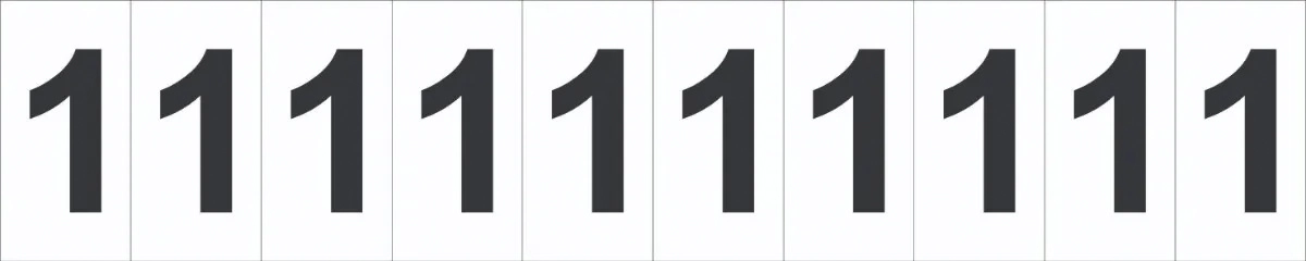 Placa Identificação Numérica 1 Um Cartela Com 10 Peças Autocolante Tamanho 5x25cm