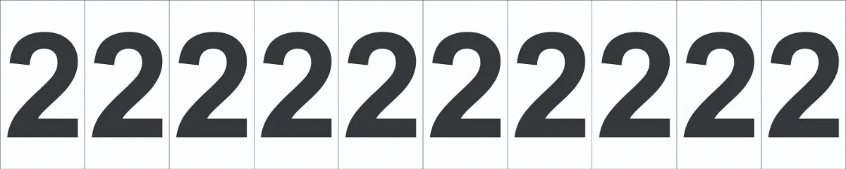 Placa Identificação Numérica 2 Dois Cartela Com 10 Peças Autocolante Tamanho 5x25cm
