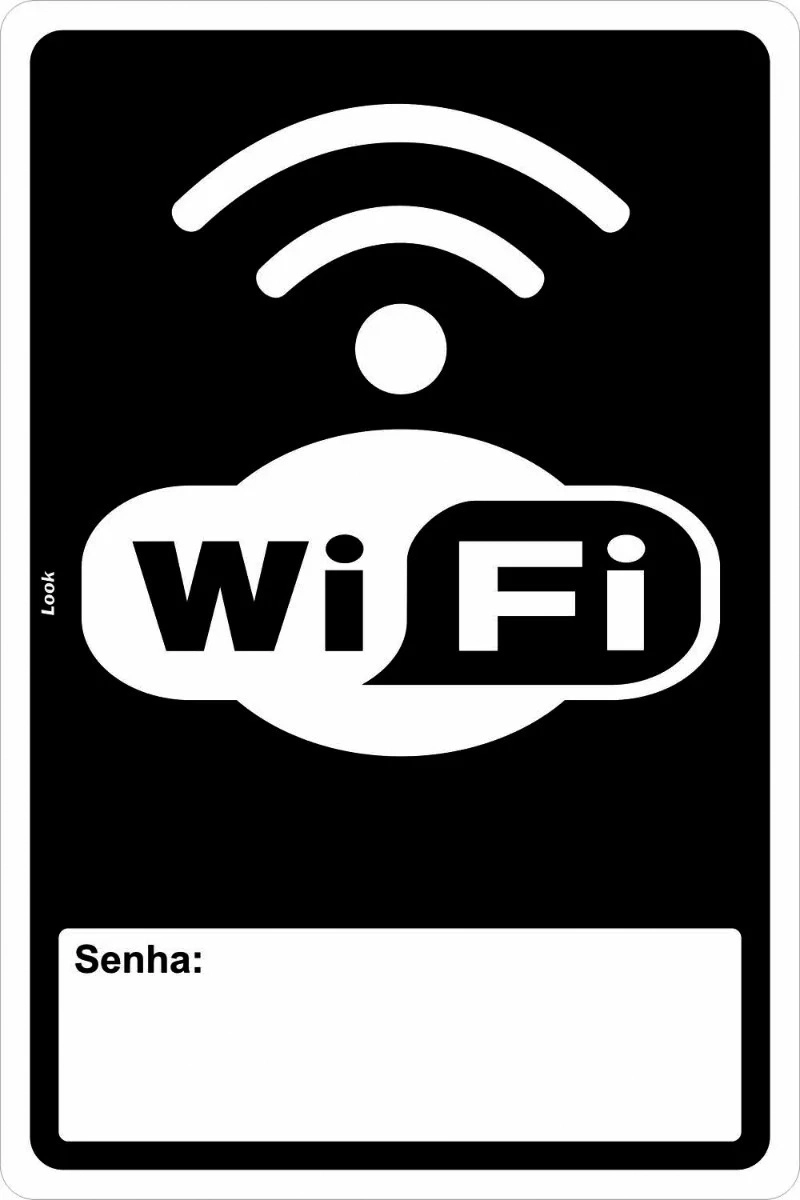 Placa Aviso Wifi Zone Com Espaço Para Senha Vertical Tamanho 20x30cm